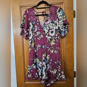 Xhilaration Burgundy Floral Romper